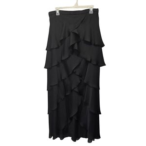Xscape Maxi Black Scallop Skirt Size 12